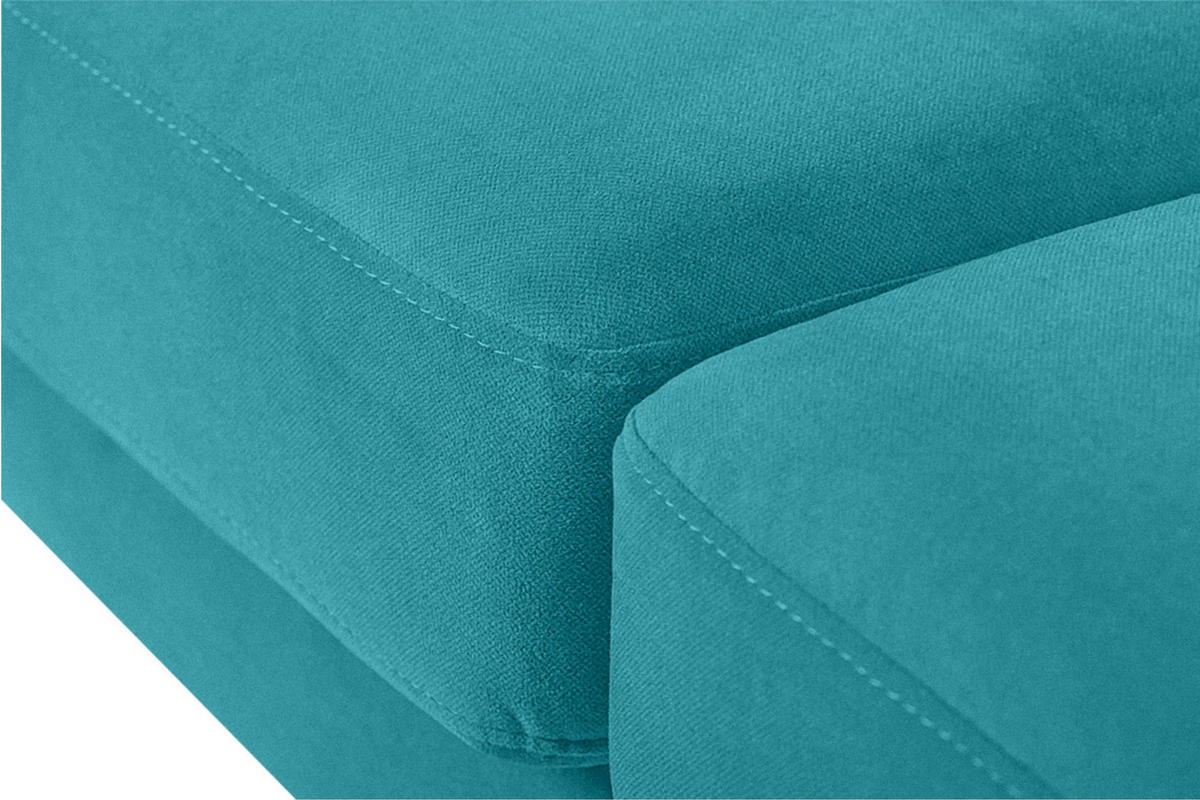 SOFA TAGIO mit Armlehnen, Türkisblau - Türkis/Braun, Buchenholz/Textil (153/80/84cm) - KONSIMO®