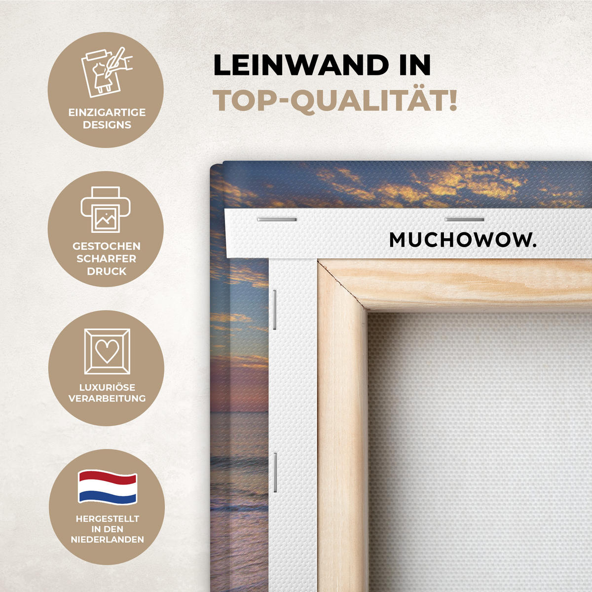 LEINWANDBILD Strand - Sonnenuntergang - Meer 30x20 cm - Gelb, Textil (30/20cm) - MuchoWow