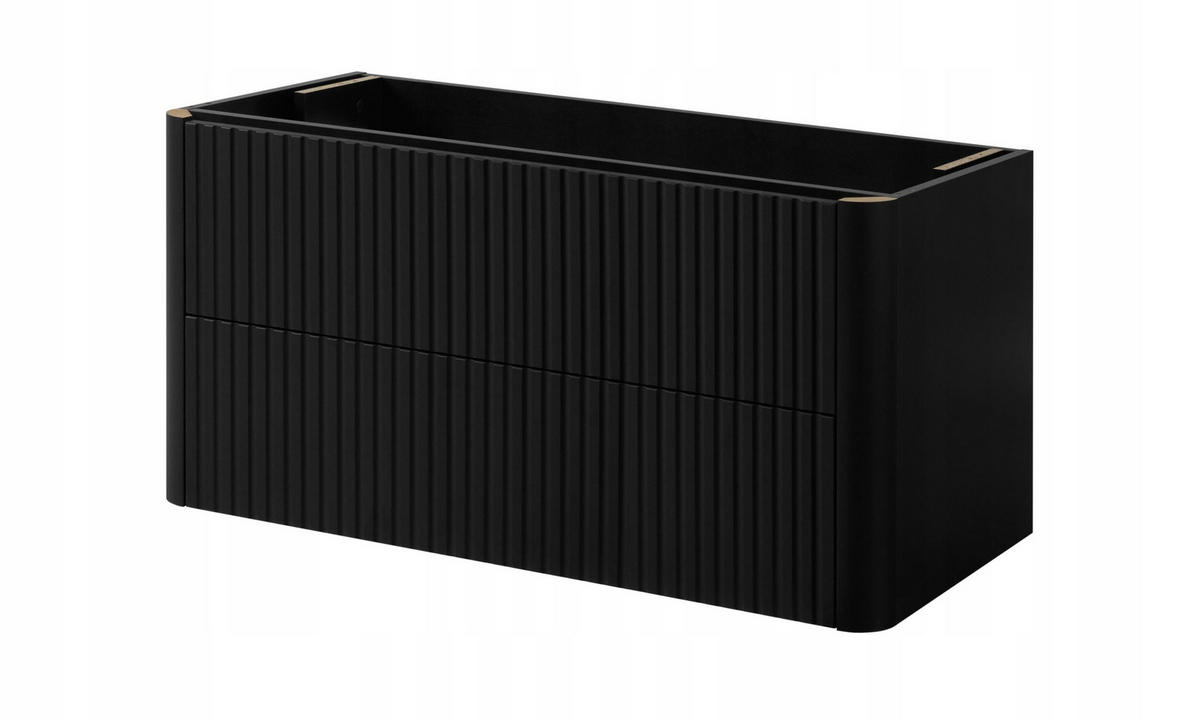 WASCHBECKENUNTERSCHRANK LINEA hängend geriffelt Schwarz matt 100/48/44 cm - Schwarz, Holzwerkstoff (100/48.4/43.7cm) - Rodan