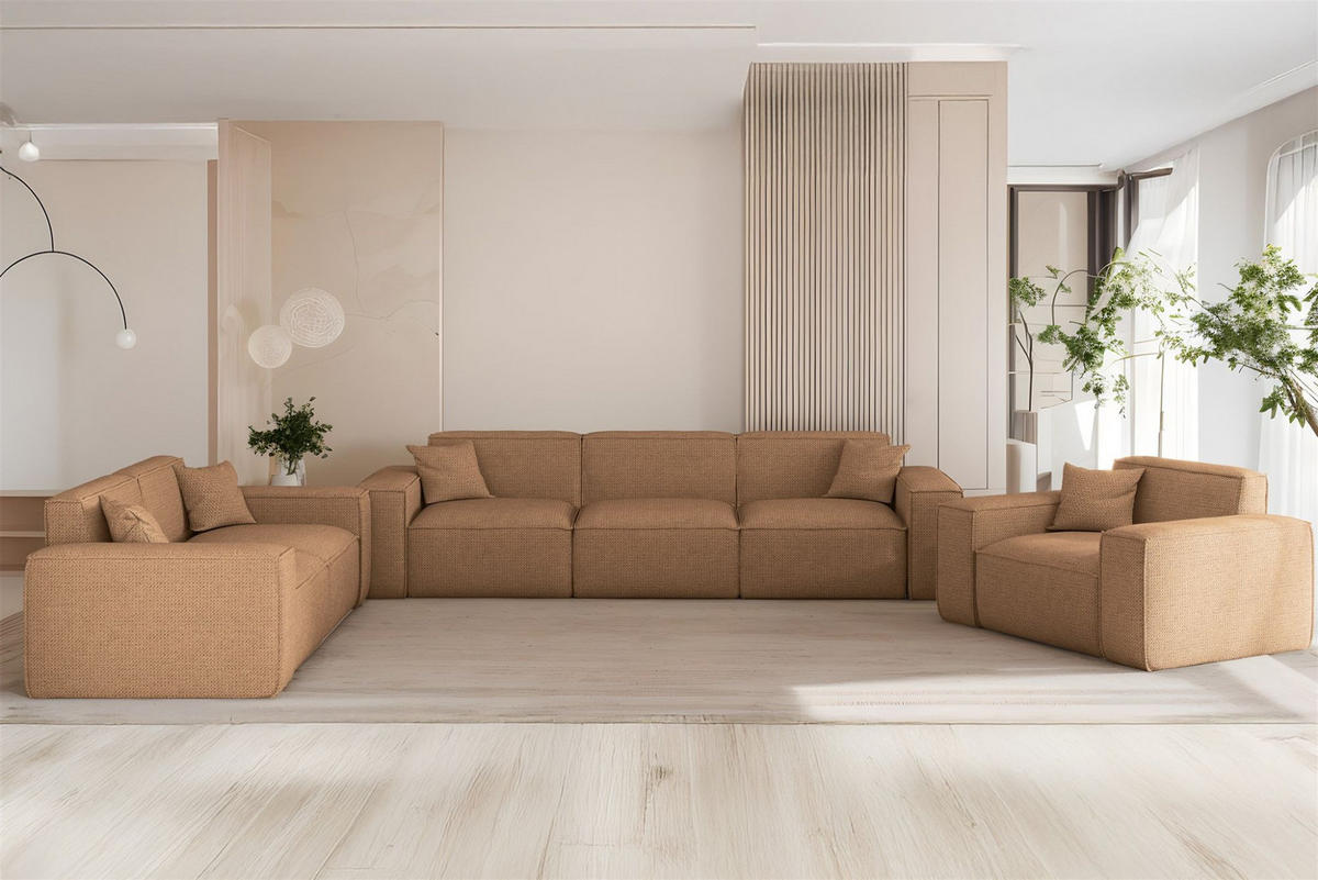 SOFA 3-sitzer Celes Premium In Artico - Rotbraun, Holzwerkstoff/Textil (218/73/90cm) - Fun Möbel