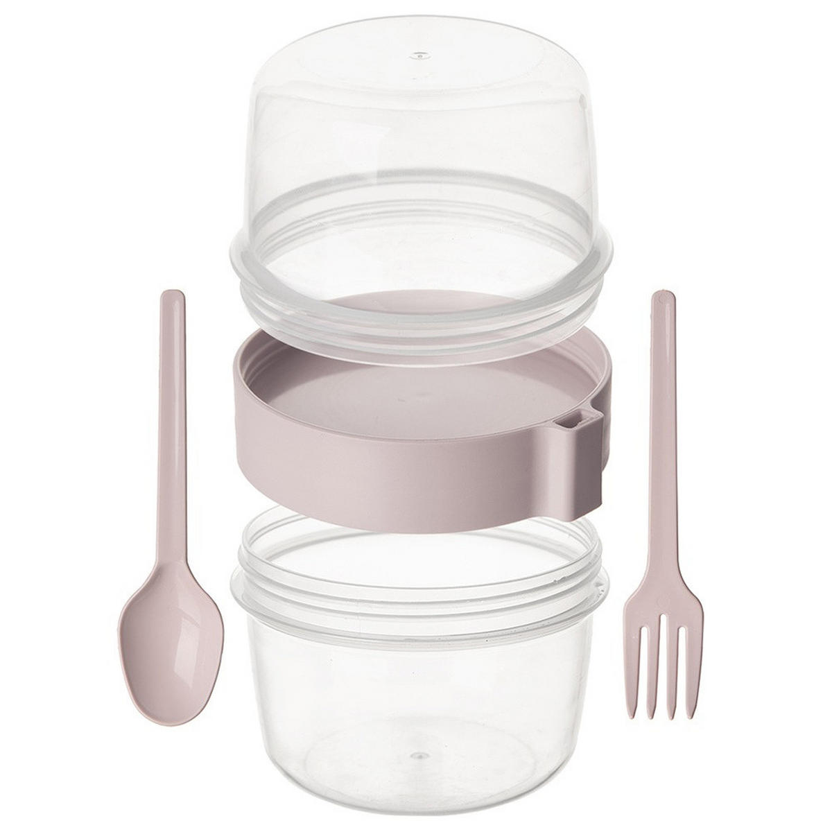 JOGHURTBECHER mit Löffel für die Lunchbox 370 ml 2 Stück. - Creme, Kunststoff (10.5/13.5/12.5cm) - Orion 