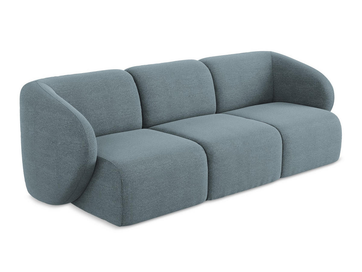 3-SITZER SOFA Bouclé Stoff Blau - Blaugrau/Schwarz, Holzwerkstoff/Kunststoff (244/75/94cm) - Makamii
