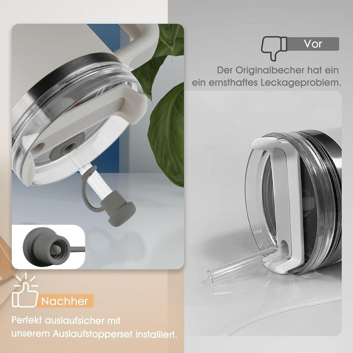 STROHHALM Zubehör 6-teiliges Set Grau - Grau, Kunststoff (6.5/1.5/6.5cm)