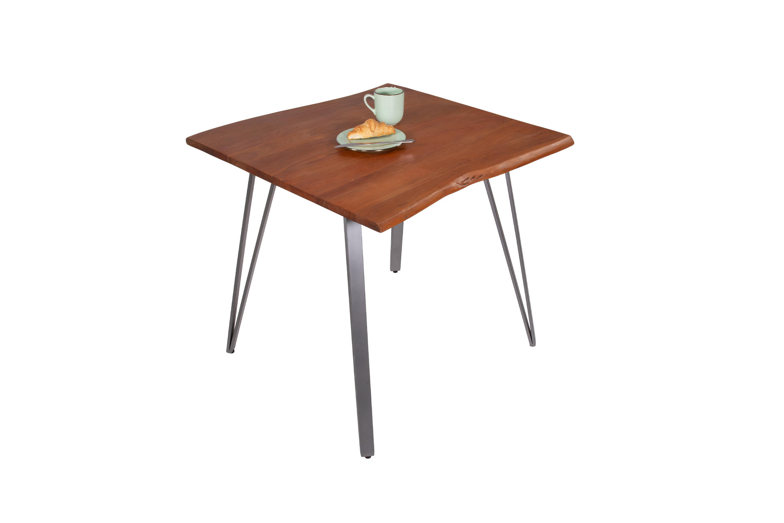 ESSTISCH CELIA - Silberfarben/Braun, Holz/Metall (90/90/77cm) - SAM