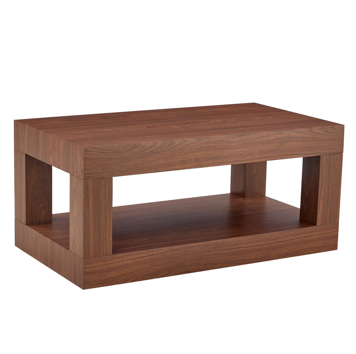 COUCHTISCH aus MDF in Walnuss 93x53x46 cm mit offenem Ablageregal - Walnussfarben, Holzwerkstoff (93/53/46cm) - Modfu