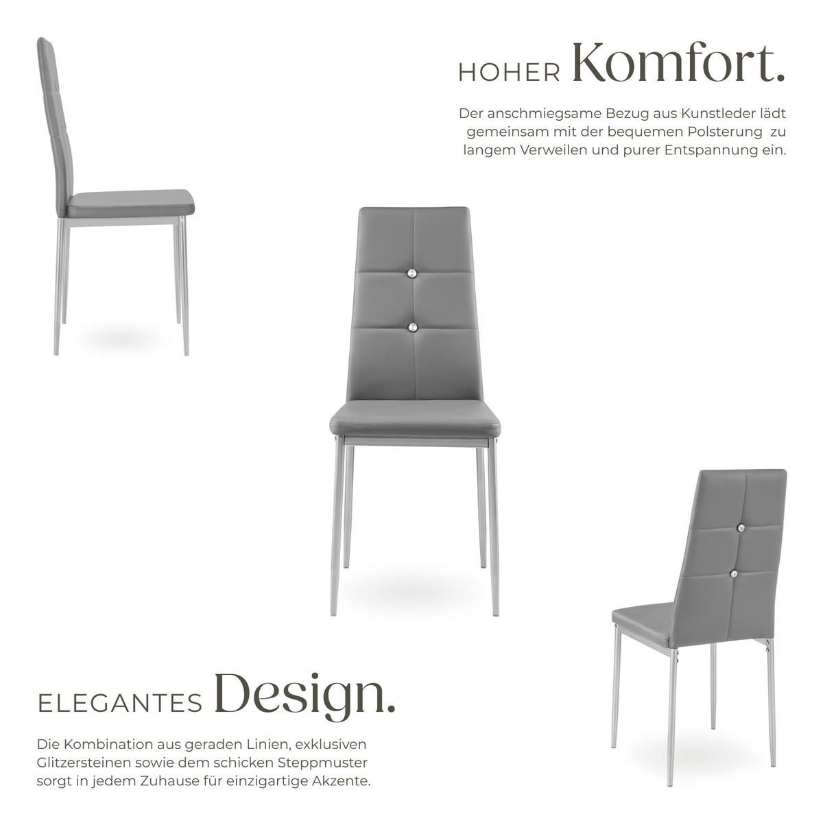 ESSZIMMERSTUHL 6er Set Julien 40 x 42 x 97 cm grau - Grau, Textil (42/97/40cm) - tectake