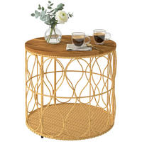 BEISTELLTISCH Teak Akazienholz, PE-Rattan 50x50x47.5 cm - Braun, Holz (50/50/47.5cm) - DESIGN IN