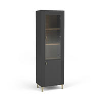 VITRINE Mossa Schwarz, mit LED - Goldfarben/Schwarz, Holzwerkstoff (97/194/60cm) - Bettso