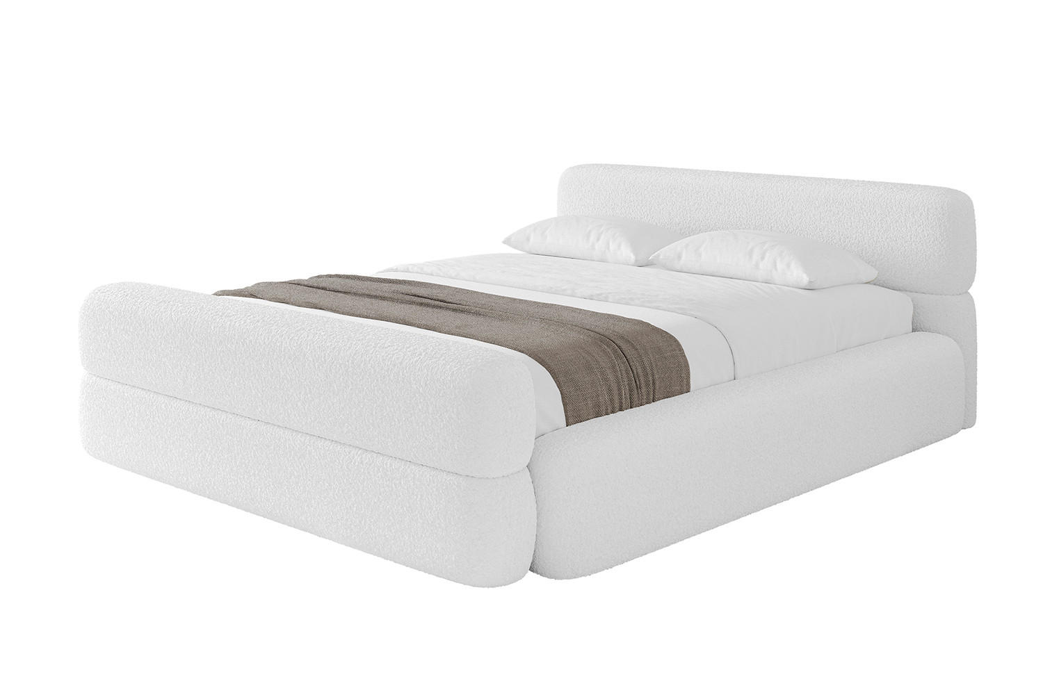 POLSTERBETT mit Bettkasten, Fußteil und Lattenrost, Boxbett mit Matratze H3/H4 - ENORA-Z-V1 180x200 Weiß - Weiß, Holzwerkstoff/Textil (180/200cm) - ALTDECOR