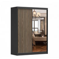 SCHIEBETÜRENSCHRANK - LABI C1 (Schwarz) - Schwarz, Holzwerkstoff/Metall (150/200/61cm) - Möblo