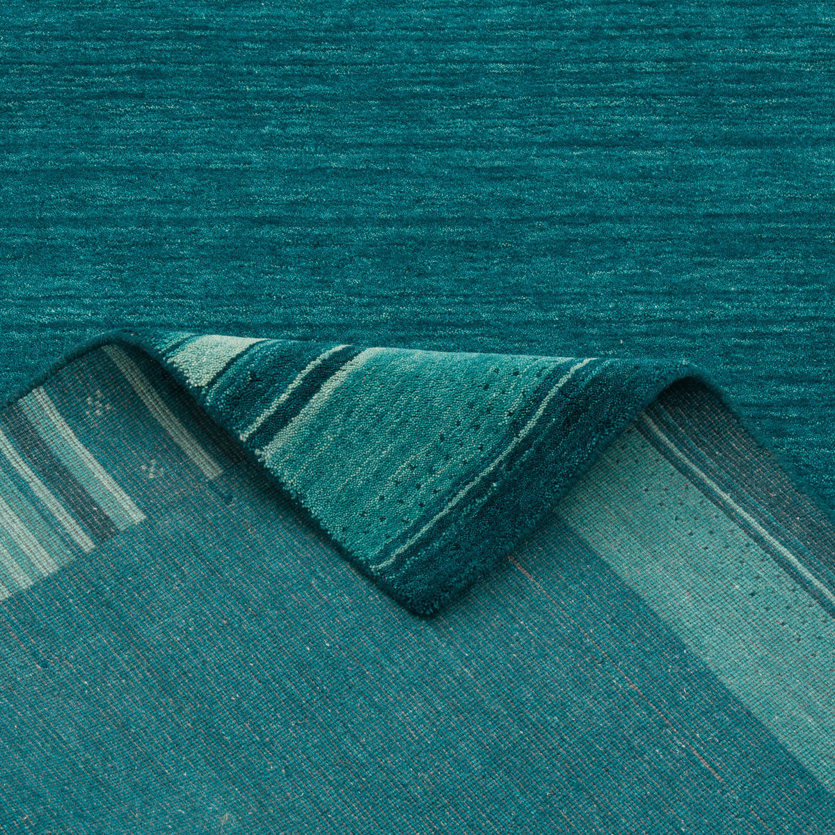 NATUR WOLLE TEPPICH GABBEH ESTA LÄUFER - Petrol, Textil (70/300cm) - Pergamon