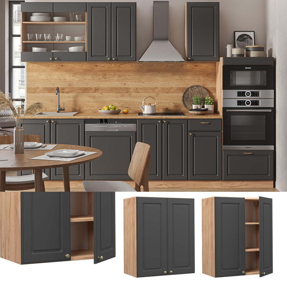 HÄNGESCHRANK Fame-Line Anthrazit-Gold 60 cm - Honigeiche/Anthrazit, Holzwerkstoff (60/72/34.1cm) - Vicco