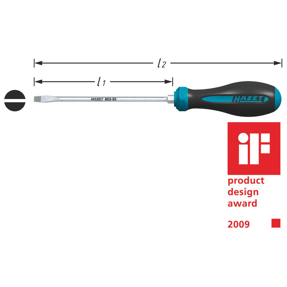 SCHRAUBENDREHER HEXAnamic 802-120 - Schlitz Profil - Schlüsselweite: 2 x 12 - - Multicolor, Kunststoff (330/40/40cm) - Hazet