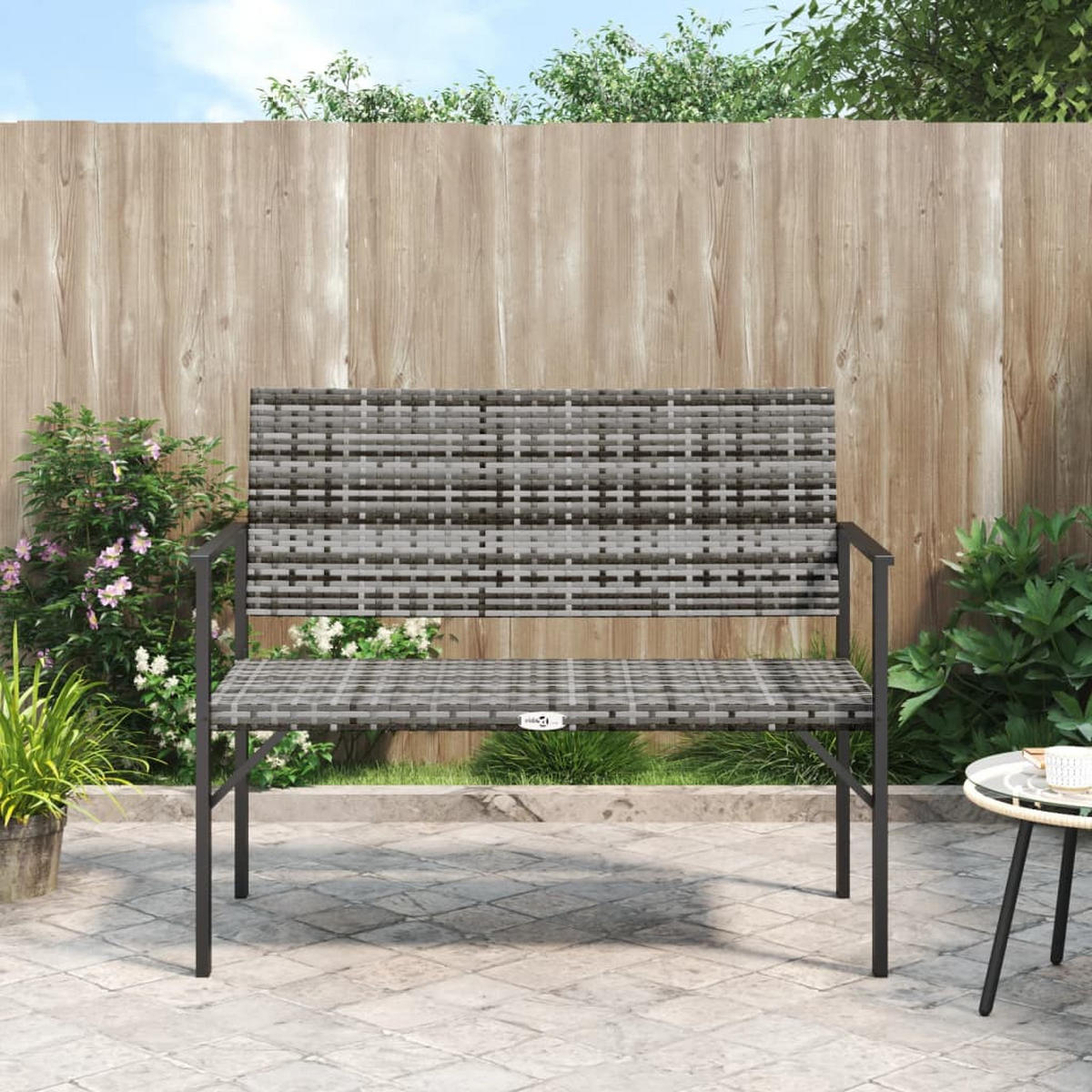 GARTENBANK 2-Sitzer Grau Poly Rattan - Grau, Kunststoff (109/88/62cm) - furnicato