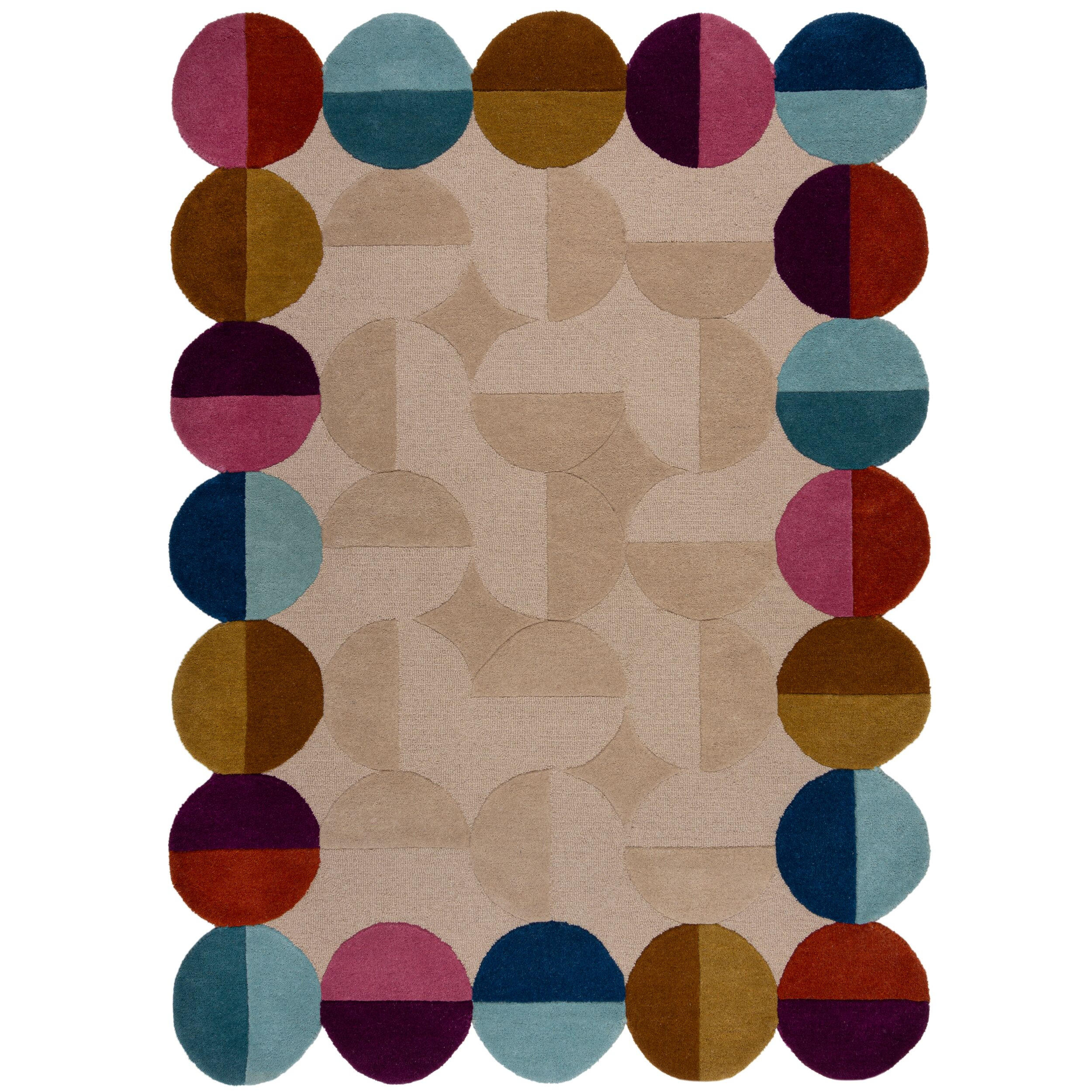 WOLLTEPPICH Scallop Muster, Geometrisch, Wohnzimmer Multicolor-Beige Rechteckig 200x290 - Multicolor, Textil (200/290cm) - KADIMA DESIGN