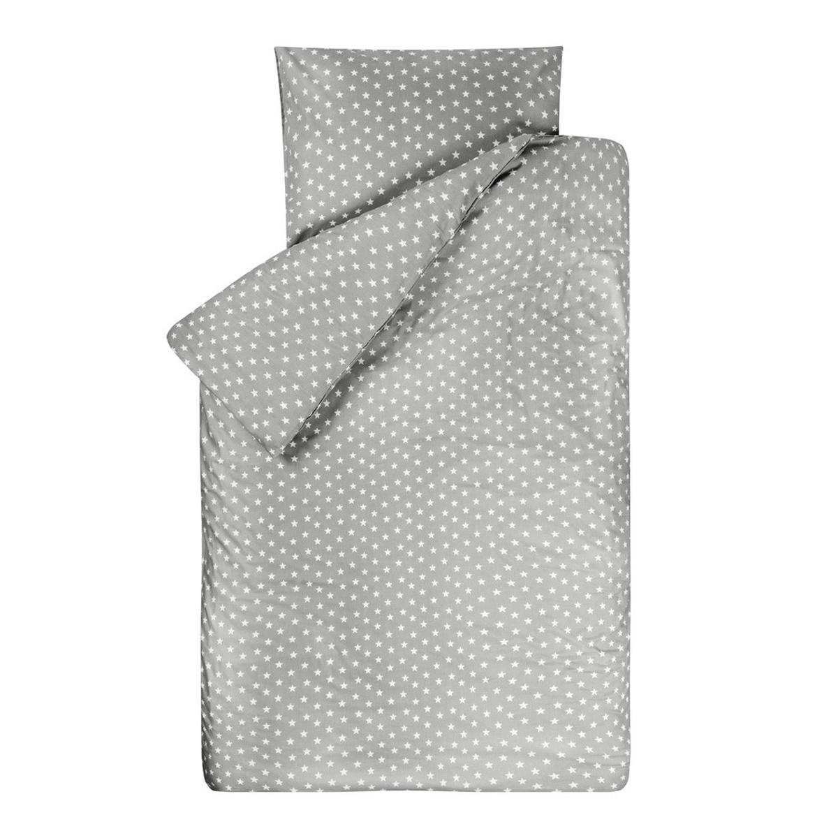 BETTWÄSCHE Sterne grau 135 x 200 - Grau, Textil (135/200cm) - Bink