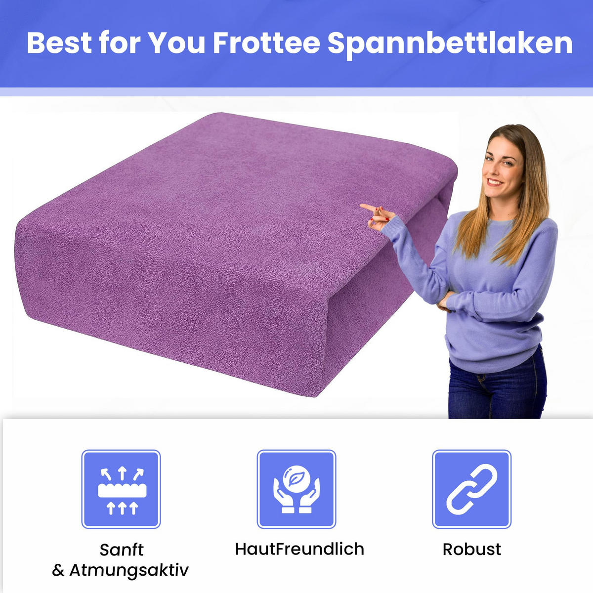 SPANNBETTLAKEN 160/200 cm, Frottee Elastisch 100 % Baumwolle Violett - Violett, Textil (160/200cm) - Best For Home