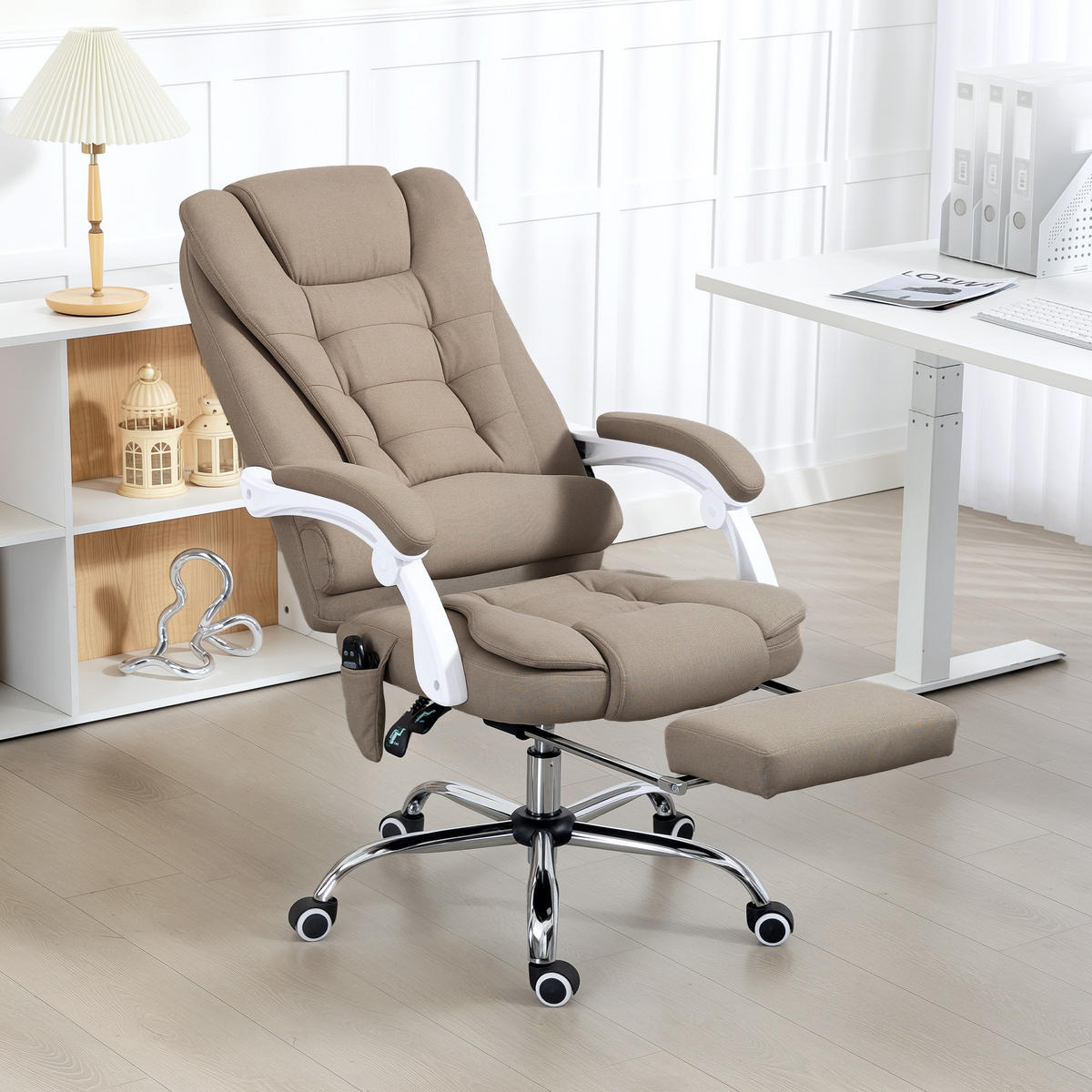 CHEFSESSEL DE-11835 Massage & Heizung Beige - Beige, Textil (70/119/65cm) - ComfortXL
