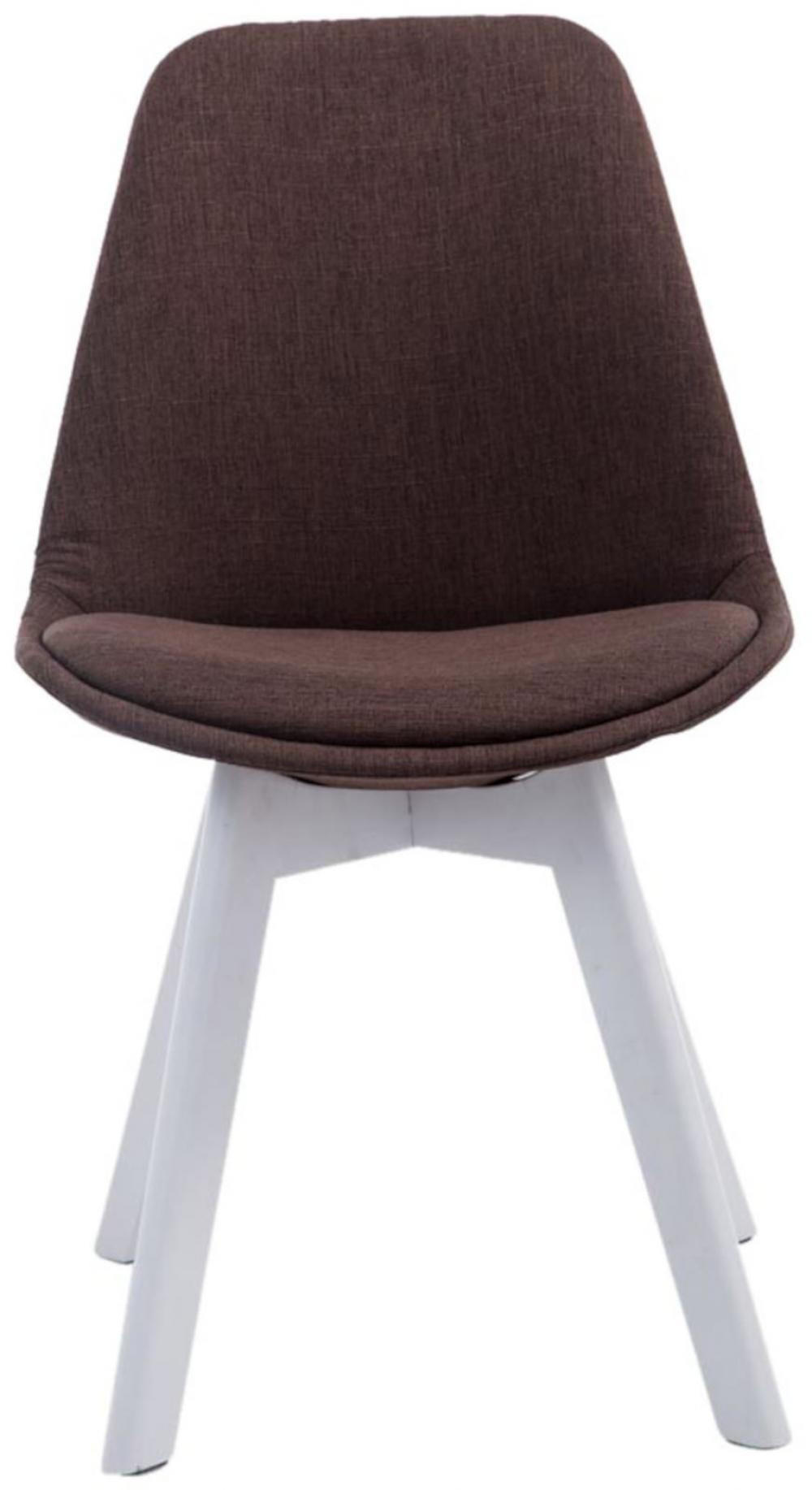 STUHL 4er Set Stoff braun - Weiß/Braun, Holz/Textil (48/84/55cm) - CLP