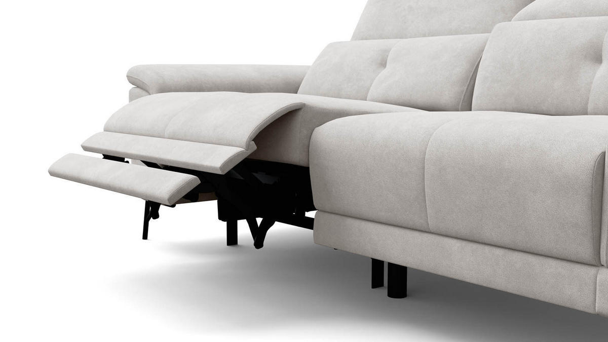 SOFA RELAX AVENA 3-Sitzer, beiger Veloursstoff - Beige/Schwarz, Holz/Textil (204/80/108cm) - Wozimo