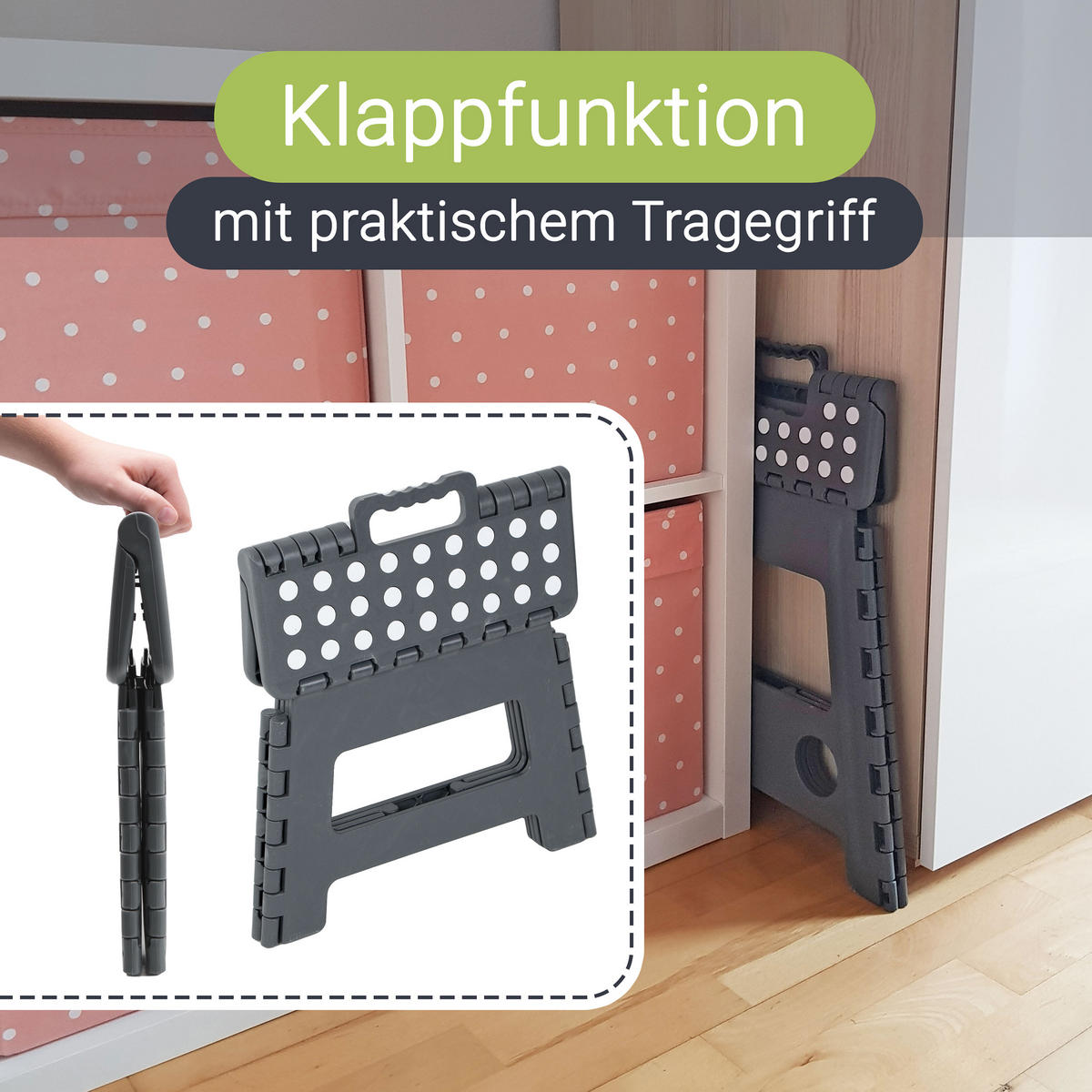 KLAPPHOCKER, 100% Kunststoff - Anthrazit, Kunststoff (29/22/22cm) - Zollner