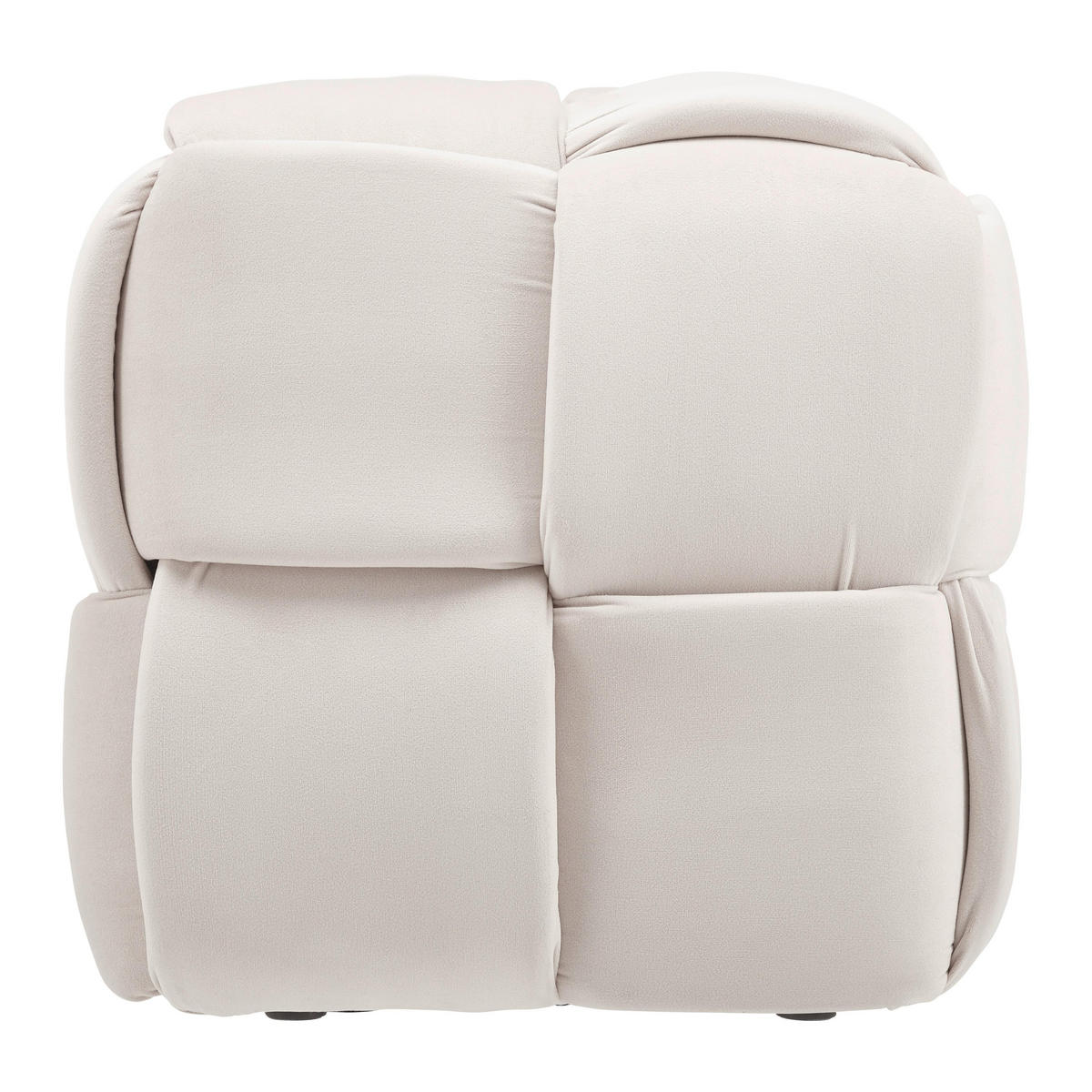HOCKER Ella Beige Samt - Beige, Holz (47/47/47cm) - Bessagi Home