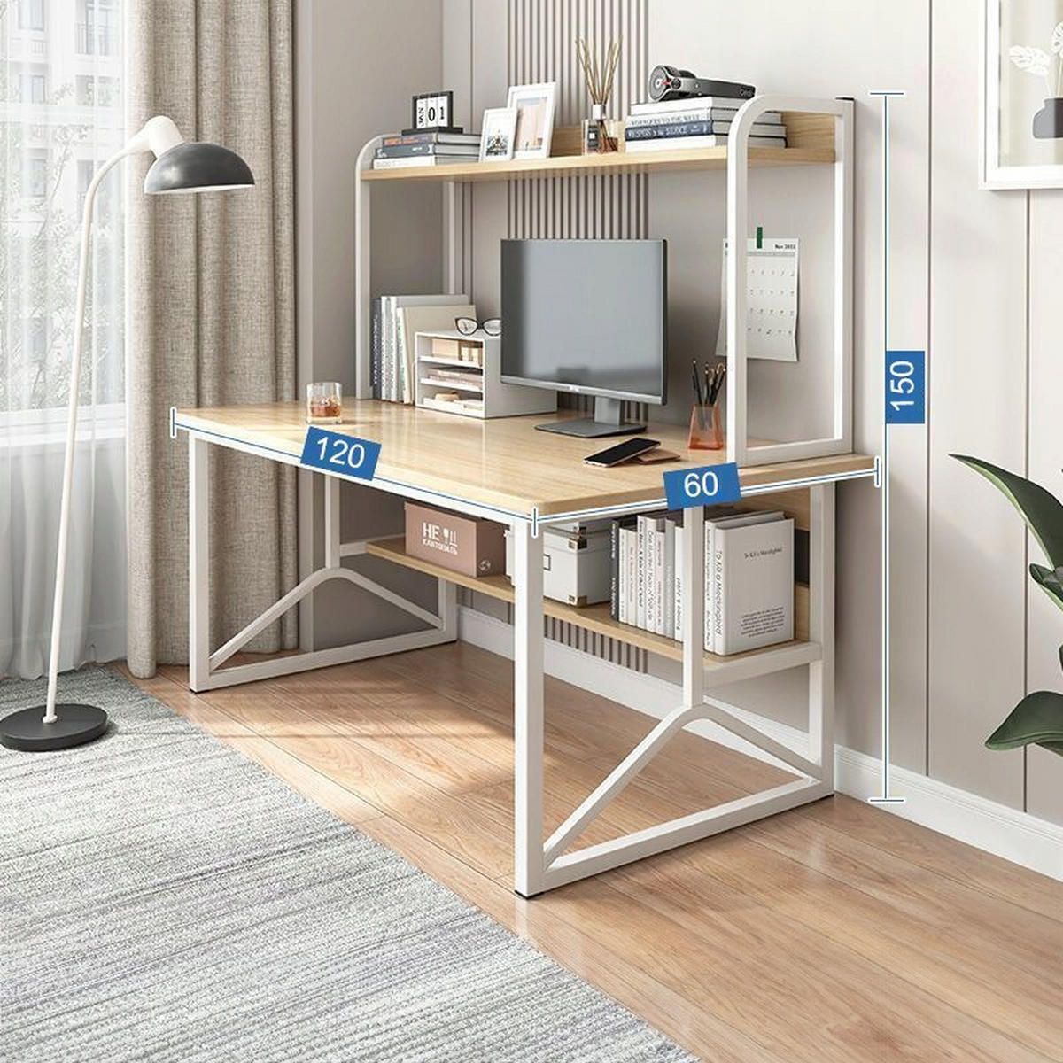 SCHREIBTISCH, braun 150x120x60cm - Braun, Holzwerkstoff (60/120/150cm)