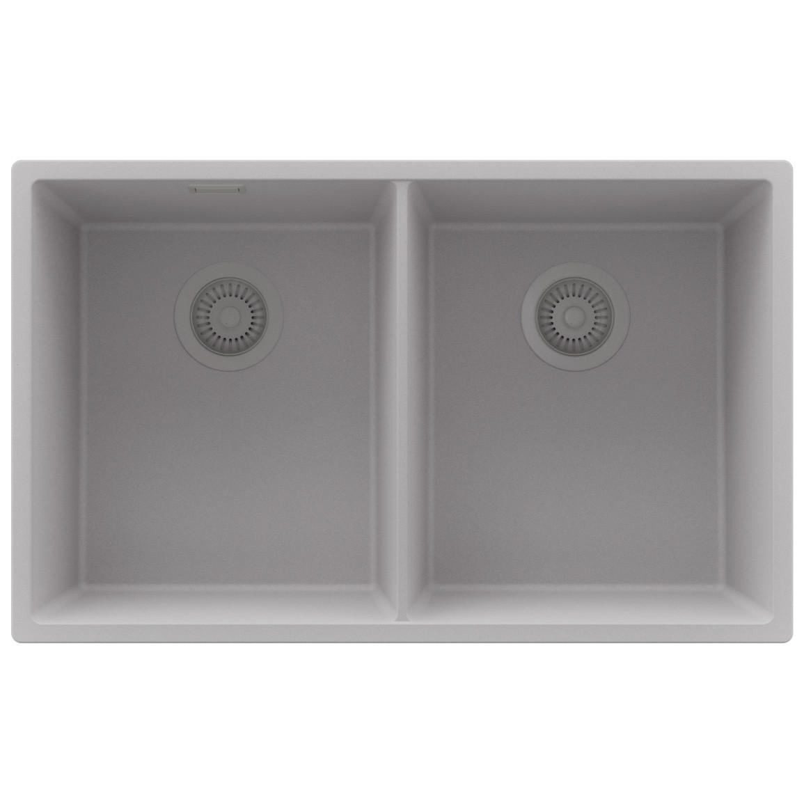 SPÜLBECKEN London Slim Twin, 2-er set Grau 76/47 cm 2 Becken + Ablauf-Set ab 80er Unterschrank - Grau, Kunststoff (76/20/47cm) - Primagran