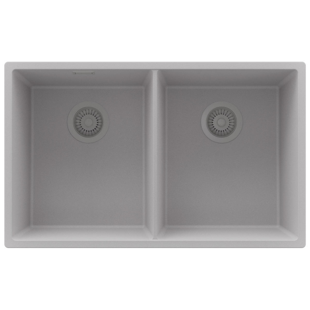 SPÜLBECKEN London Slim Twin, 2-er set Grau 76/47 cm 2 Becken + Ablauf-Set ab 80er Unterschrank - Grau, Kunststoff (76/20/47cm) - Primagran