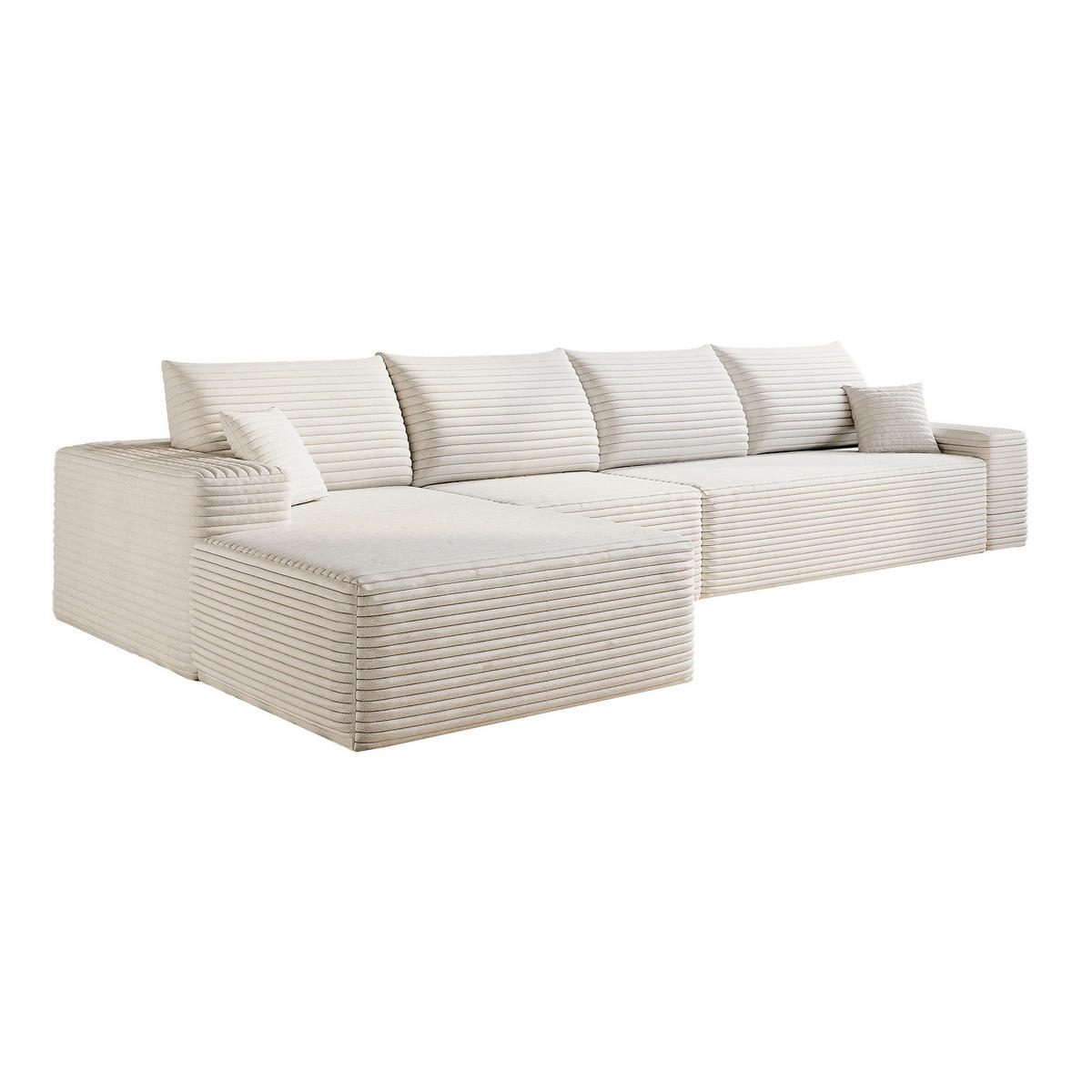 ECKSOFA 340/175/83 cm Weiß mit L-förmiger Chaiselongue, Linke Seite - Weiß, Textil (340/175cm) - Oxeza