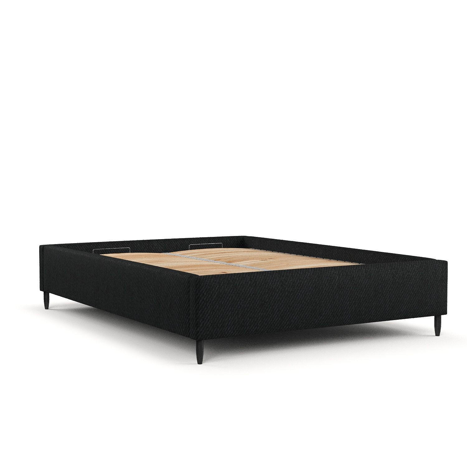 POLSTERBETT Larch Schwarz 140/200 cm im Webstoff - Schwarz/Naturfarben, Holz/Holzwerkstoff (140/200cm) - Maison de Reve