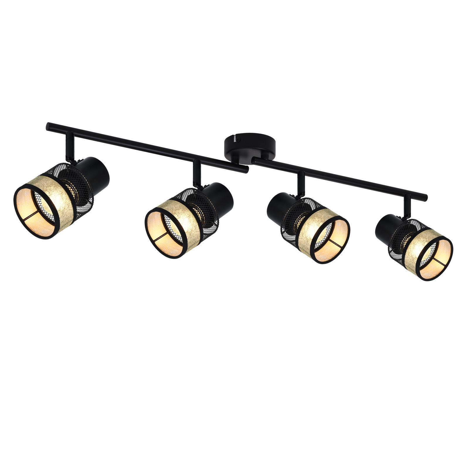 DECKENLEUCHTE Rhythmus 4flammig 36/12/24 cm - Schwarz, Metall (36/12/24cm) - Nettlife