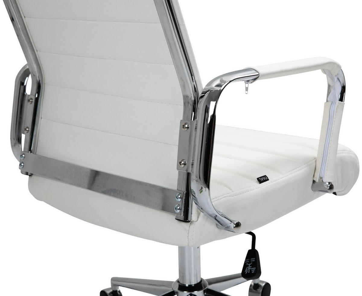 KONTORSSTOL Kolumbus äkta läder - Vit/Kromfärg, Läder/Metall (58/105/66cm) - CLP