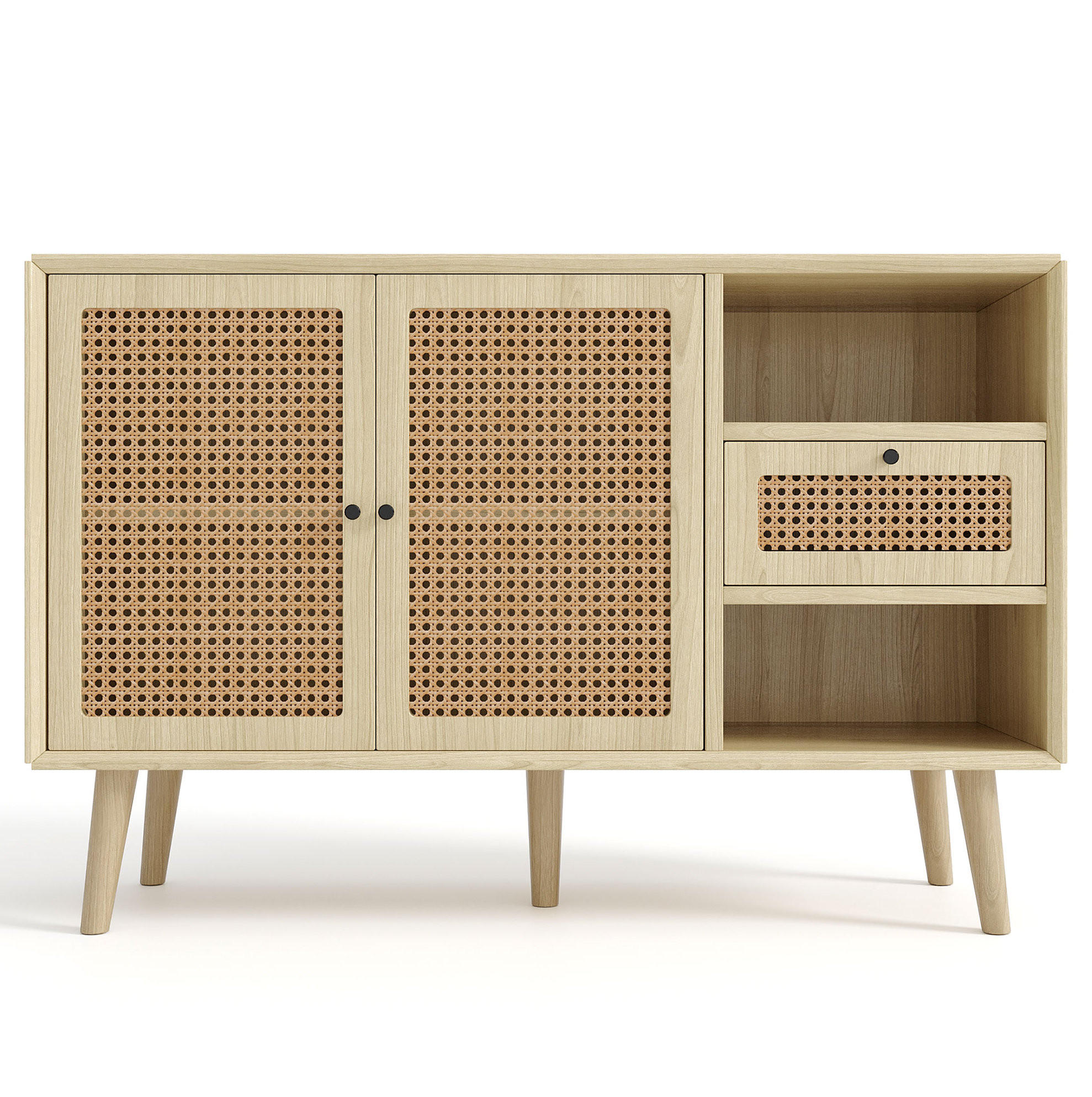 SIDEBOARD mit Schublade und 2 Türen 120 x 40 x 80 cm Eiche - Braun, Holzwerkstoff (120/80/40cm) - Meubliv
