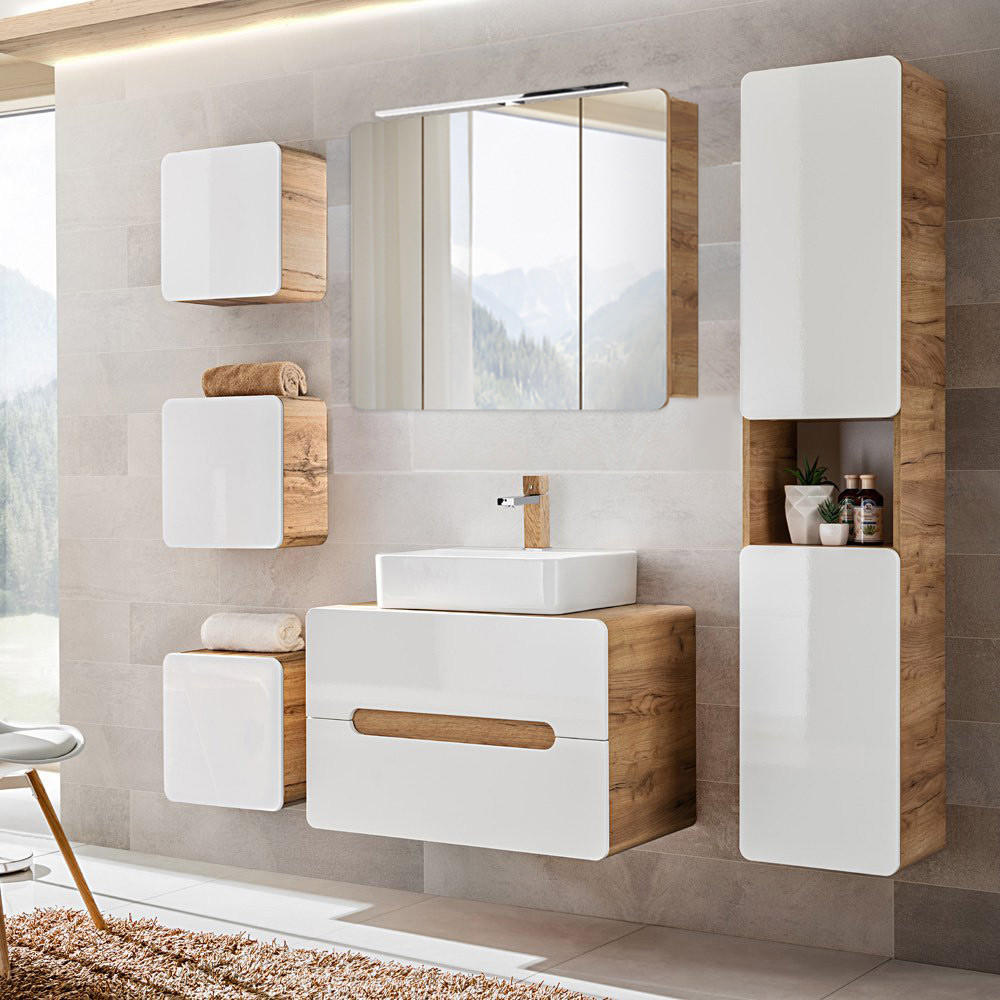 Lomado Badmöbel-Set Weiß 180x200x46 cm