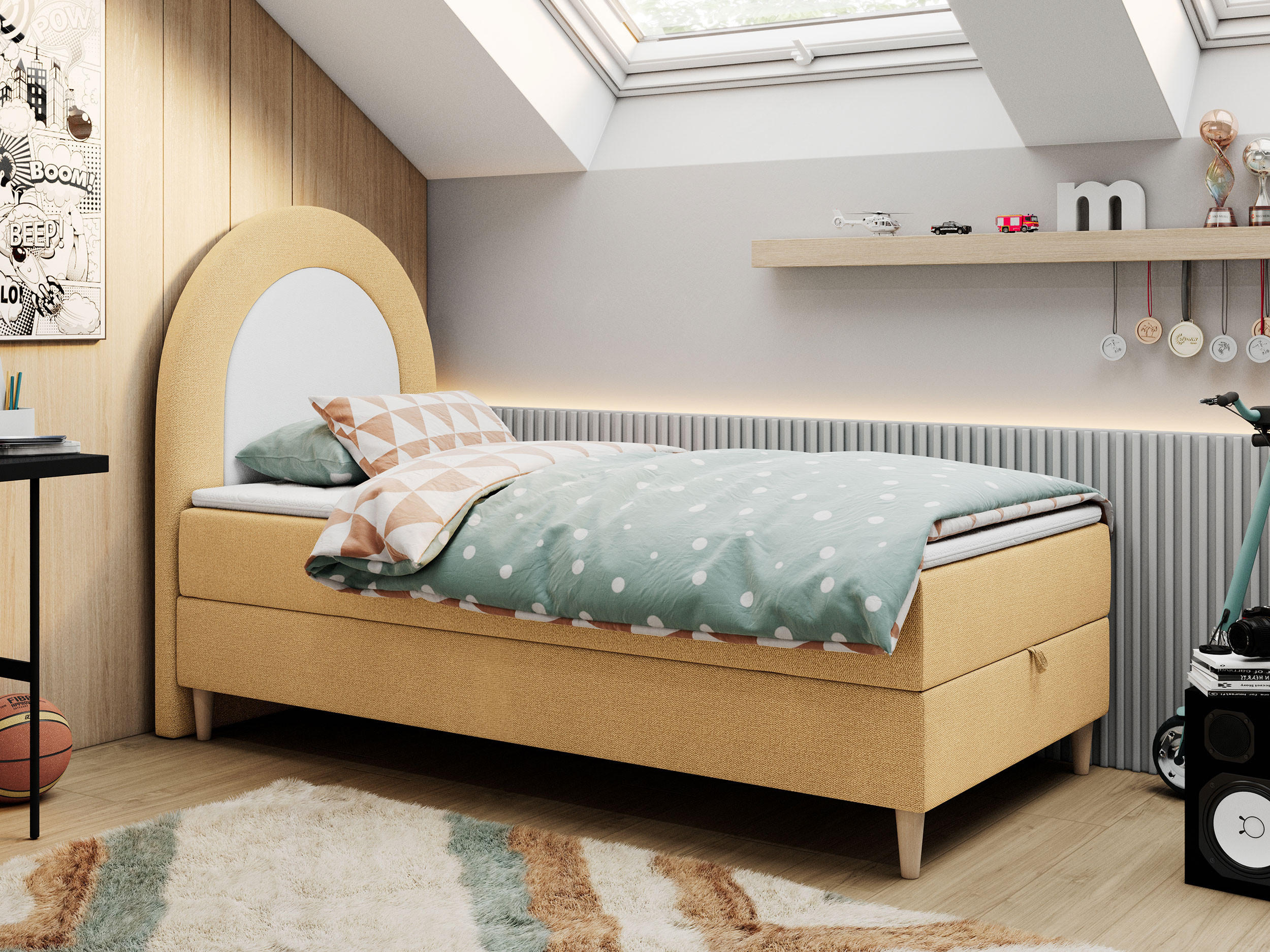 BOXBETT NEST 90/180 Gelb Struktur - H3 - Gelb, Holz/Textil (90/180cm) - MKS