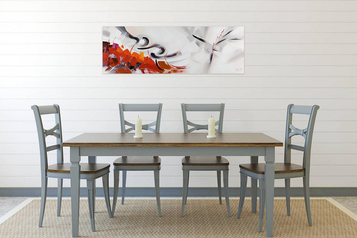 ÖLGEMÄLDE 150/50 cm - Rot/Grau, Holz/Textil (2/50cm) - KUNSTLOFT