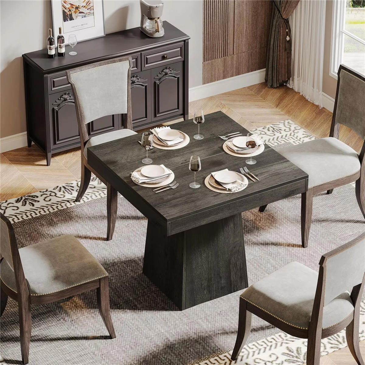 ESSTISCH 80 cm quadratisch 4 Personen, schwarz - Schwarz, Holz (80/80/75cm) - Coonoor