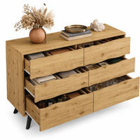 SIDEBOARD aus Spanplatte 120x40x75,5 cm Holzfarbe mit 6 Schubladen und Metallfüßen - Naturfarben, Holzwerkstoff (120/75.5/40cm) - IVMEU