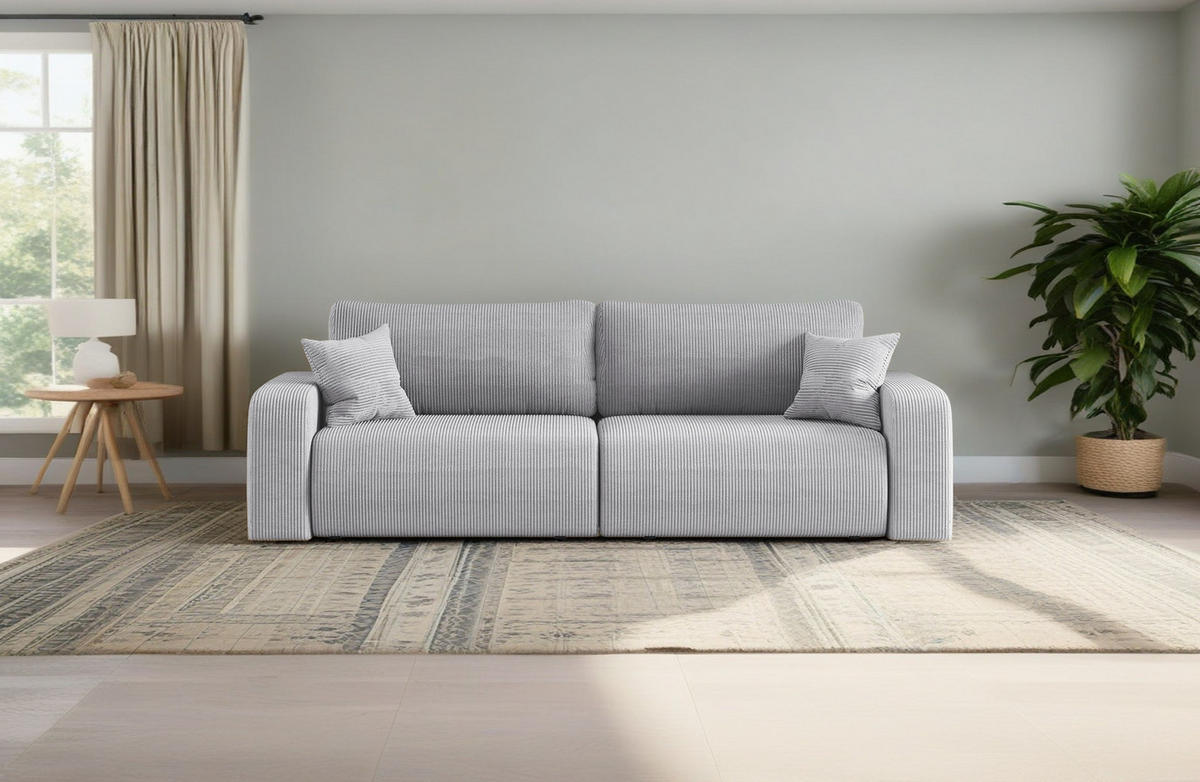 SCHLAFSOFA MILANO und Bettkasten Stoff Poso Grau - Grau, Holz (246/83/98cm) - Kaiser Möbel