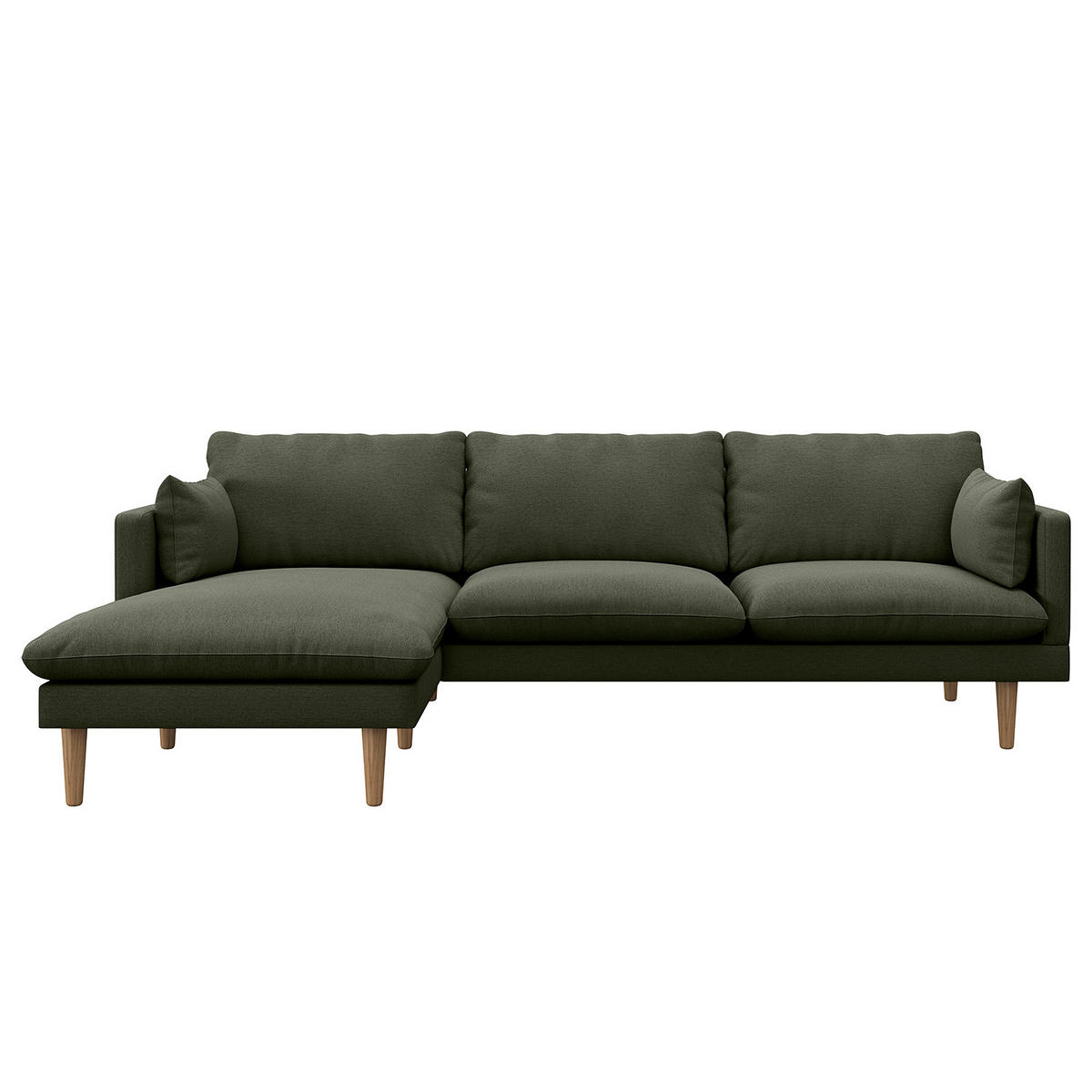 ECKSOFA mit Longchair - Webstoff - Buchefarben/Grau, Buchenholz/Textil (242/150cm) - home24