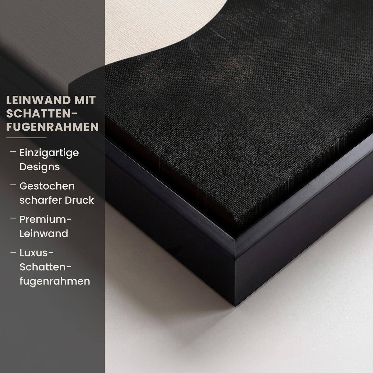 LEINWAND Bilder mit Rahmen - Abstrakt - Japandi - Beige - Modern - 70x100 - Schwarz, Textil (70/100cm) - MuchoWow