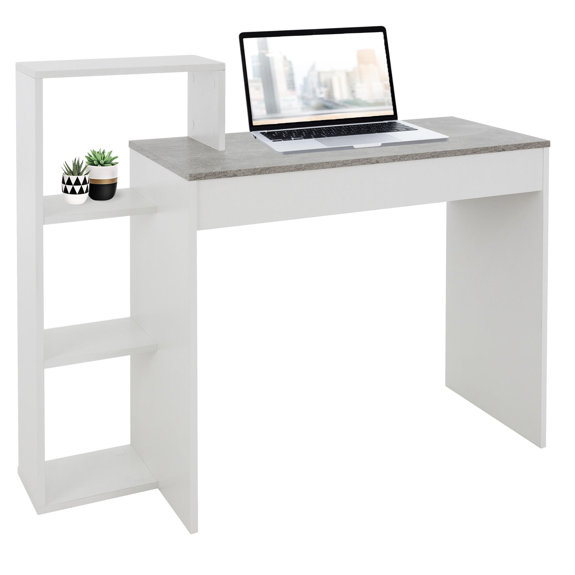 ML-DESIGN PSACÍ STŮL s policí 110 x 72 x 40 cm bílý/vzhled betonu