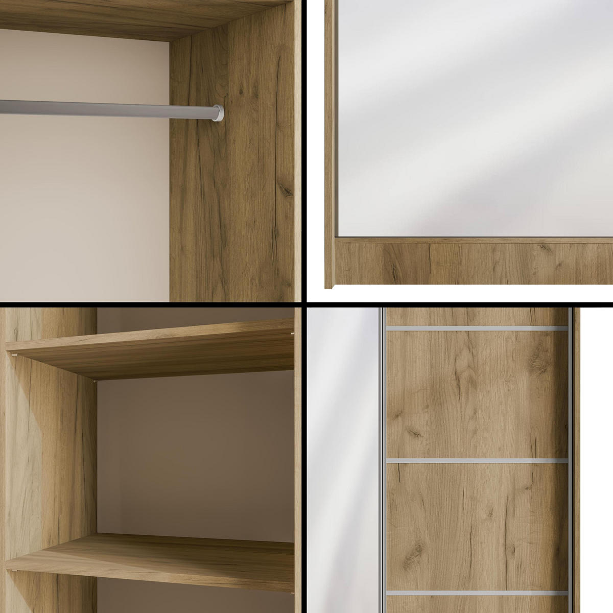 KLEIDERSCHRANK PAOKI - 120 cm - Braun - Braun, Holzwerkstoff (120/215/61cm) - ALTDECOR