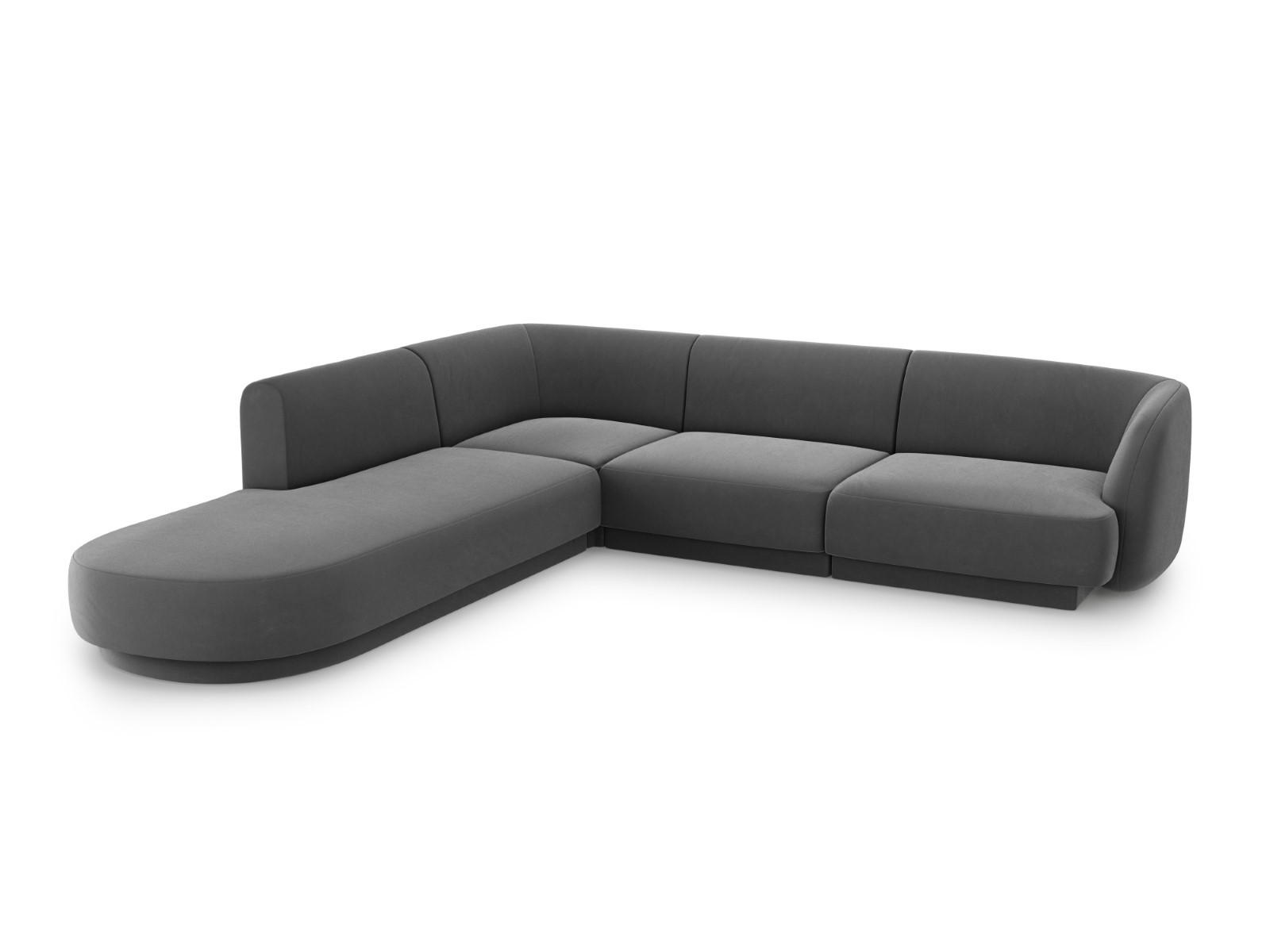ECKSOFA links Miley aus Samt grau 6 Sitzplätze - Grau, Textil (248/255cm) - Micadoni