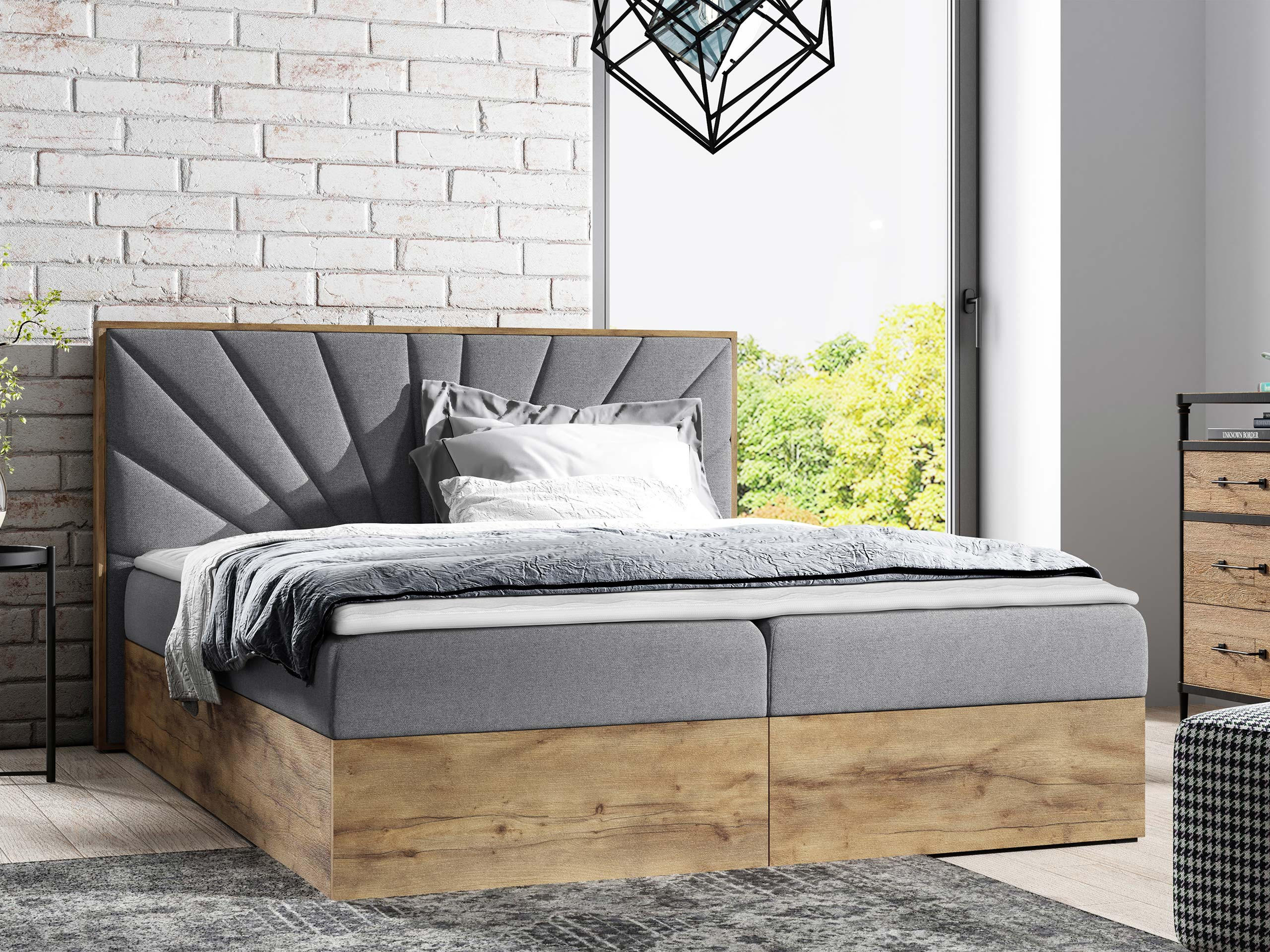 BOXBETT Wood 7 - Grau, Holz/Textil (140/200cm) - MIRJAN24