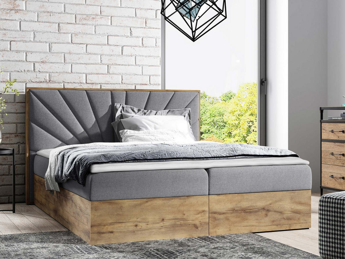 BOXBETT Wood 7 - Grau, Holz/Textil (120/200cm) - MIRJAN24