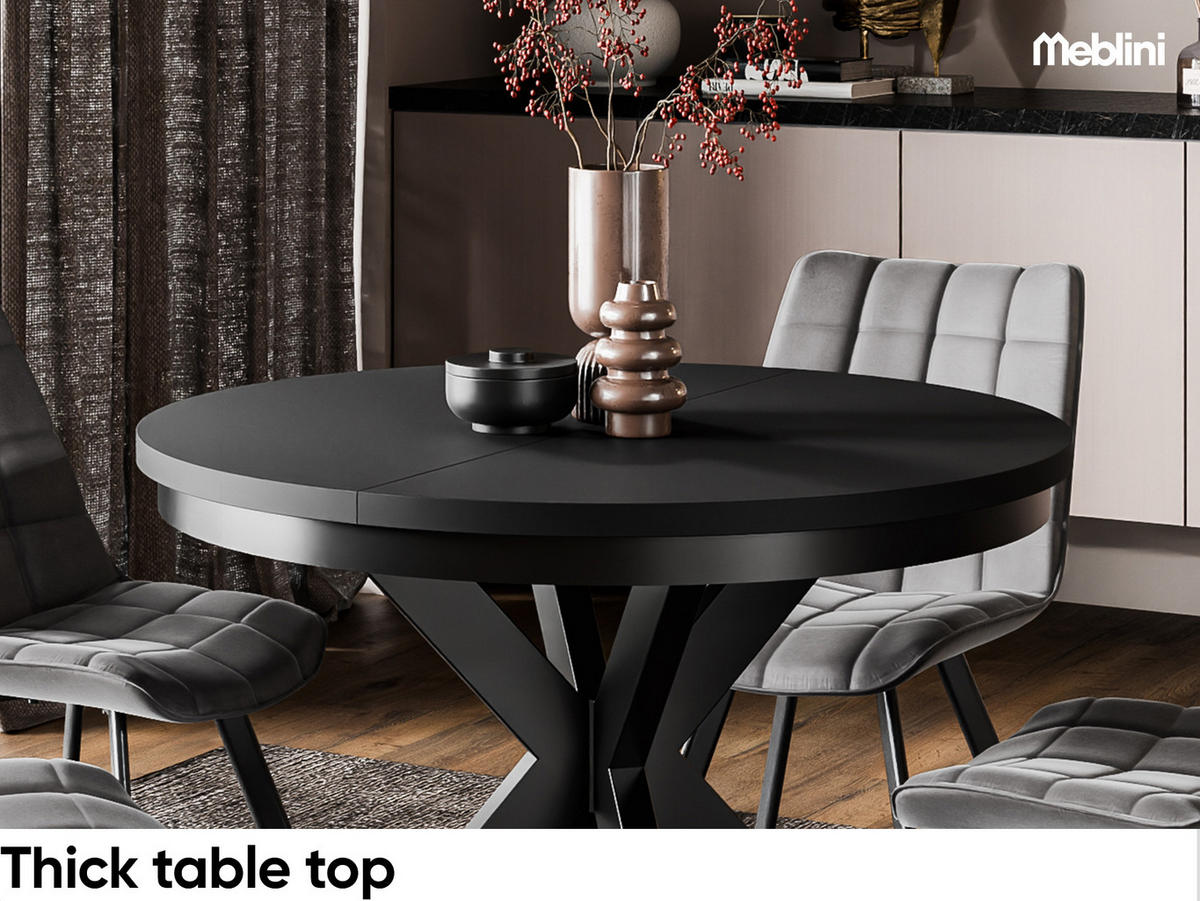 ESSTISCH BAGIO - Schwarz, Holzwerkstoff (100/100/77cm) - Meblini