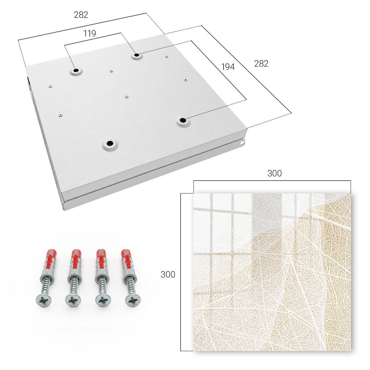 SCHLÜSSELBOX Weiß 30x30 cm – Türöffnung nach rechts - Subtile Eleganz - Beige, Metall (30/30/5cm) - TULUP
