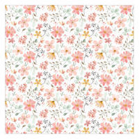 FOTOTAPETE Blumen Muster Pastell Rosa Aquarell 192/192 cm - Pastellblau, Papier (192/192cm) - Bilderwelten